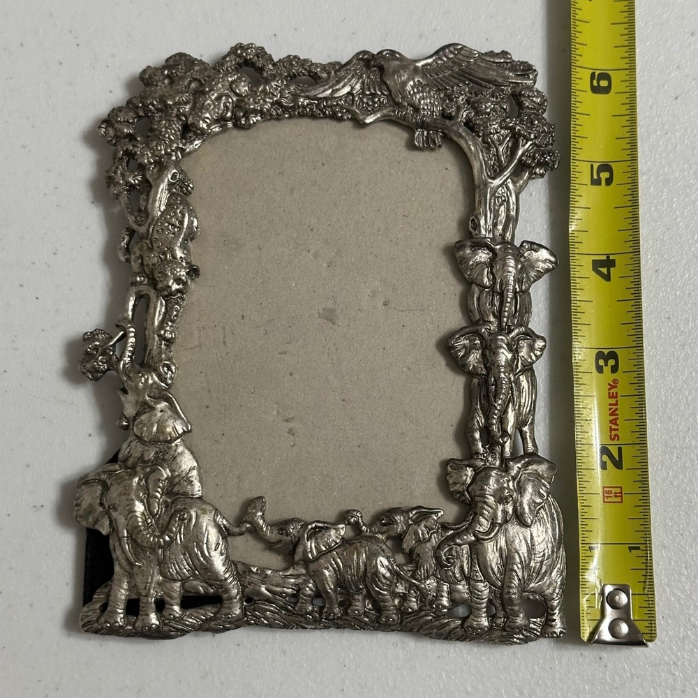Arthur Court Vintage '95 Safari Animal Relief Pewter Metal Picture Frame Leopard